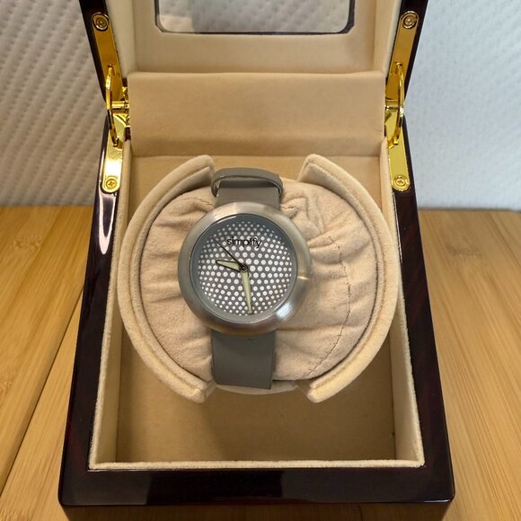 Simplify The 1200 Hidden Crown Leather-Band Unisex Watch - Silver/White, 40mm - Picture 1 of 5